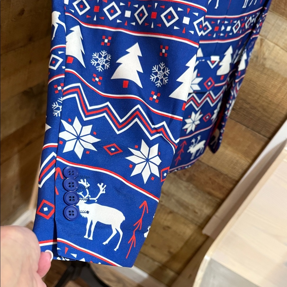 OppoSuits Blue Festive Pattern Jacket - Picture 6 of 6